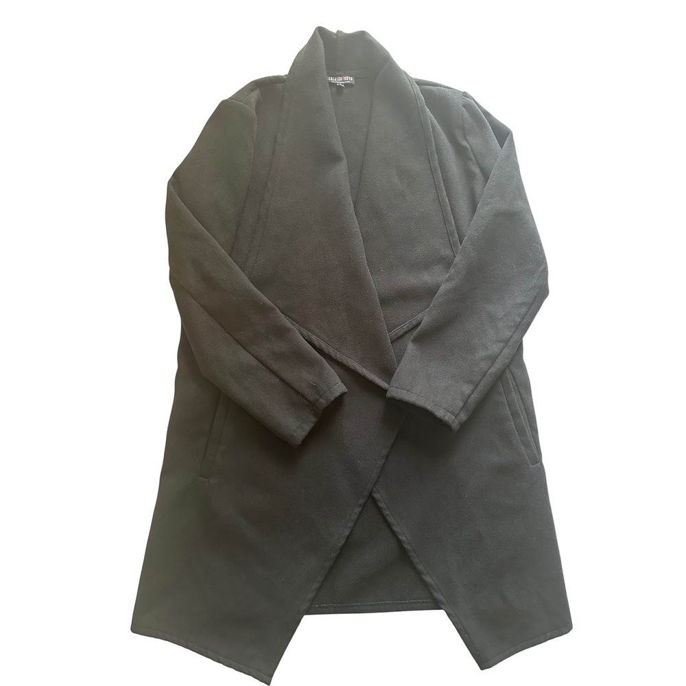 Fashion Nova Black Drape Collar Open Front Long Sleeve Jacket Women's Sz Small